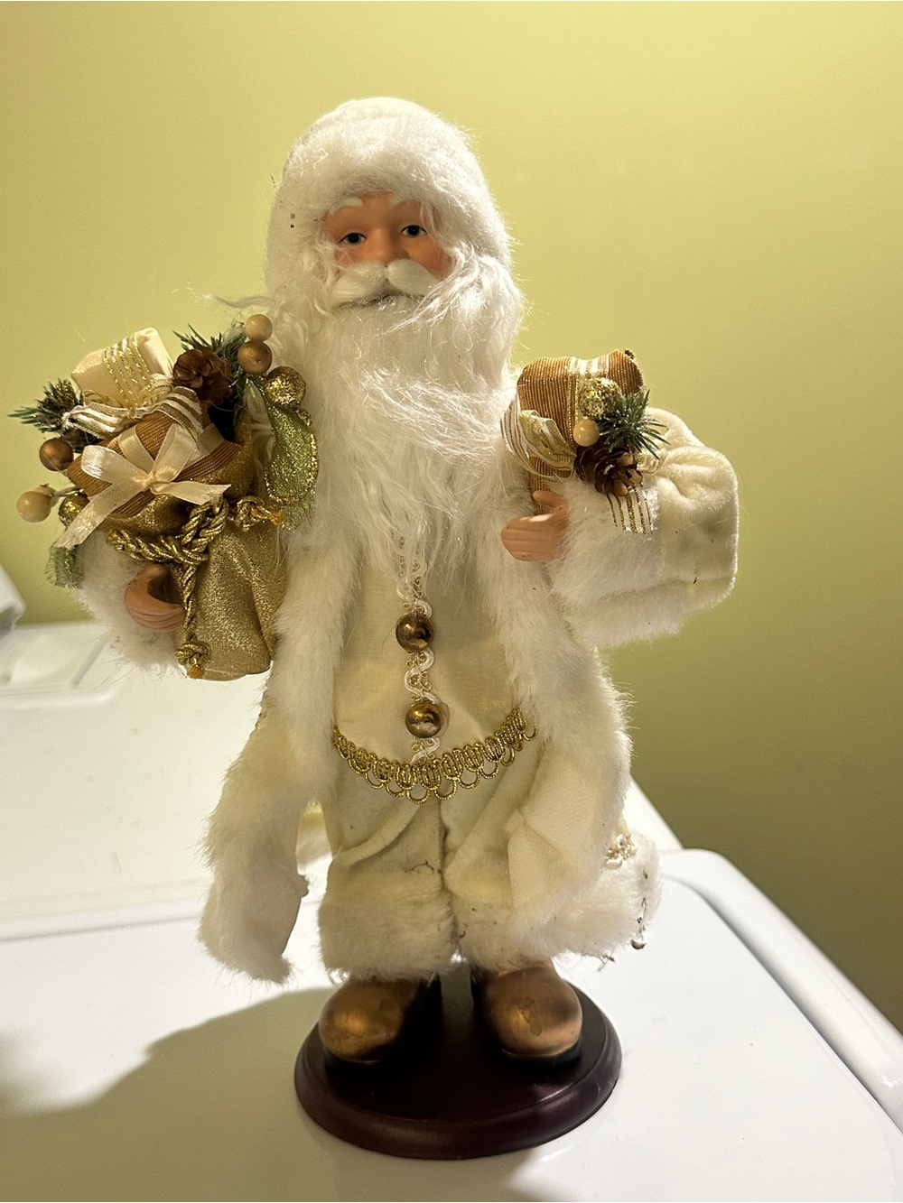 Gold & Cream Santa Figurine Holiday Decoration